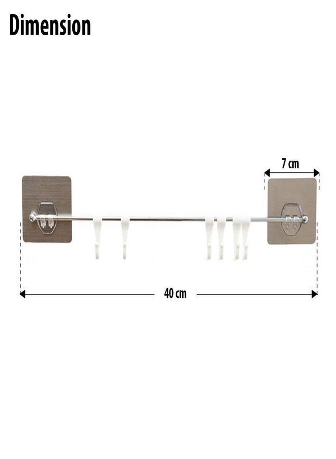 Styxon ستيكسون / علاقة مناشف حمام ذاتية اللصق، خطافات لرفوف الأواني، خطافات لتعليق الملابس والأكواب، خطافات لتعليق المناشف على جدار المطبخ والحمام، 6 خطافات، 40 × 7 سم - (عبوة واحدة) (عبوة واحدة) - Image 3